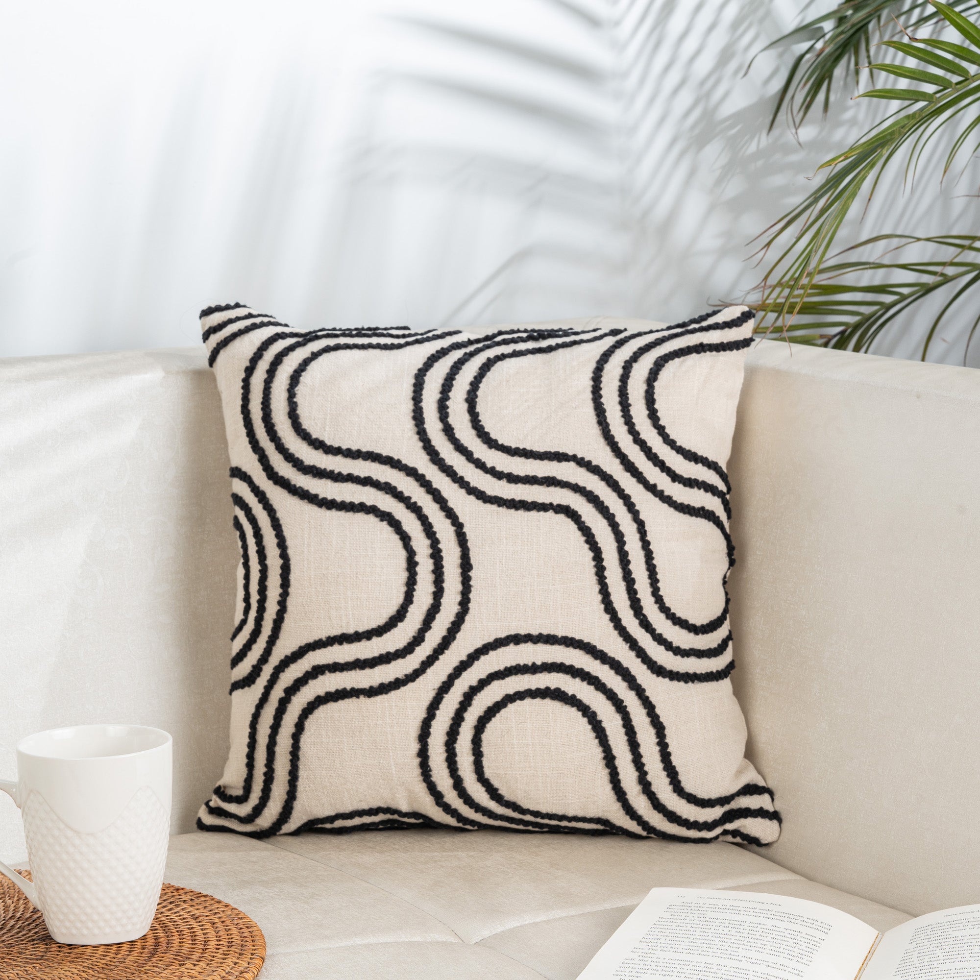 Monochrome Swirl Cushion Cover