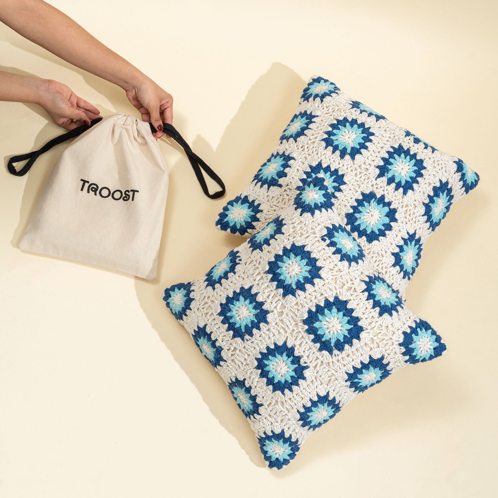 Lagoon Crochet Cushion Cover - Gift Set Of Two