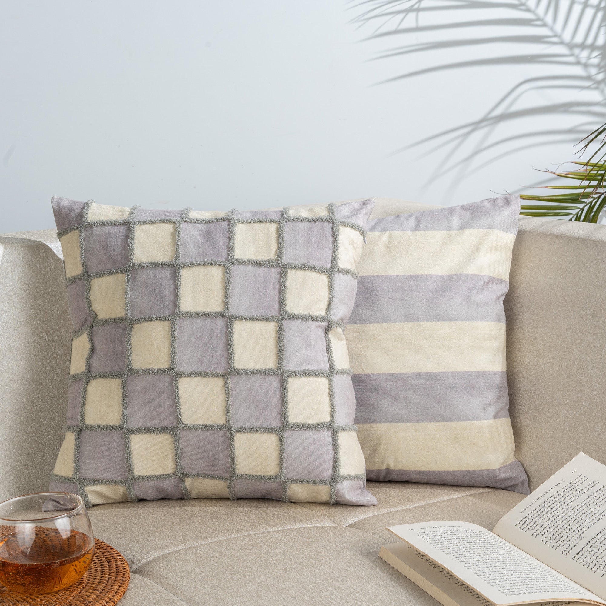 Luxe Checkered Cushion Cover - Set Of Two