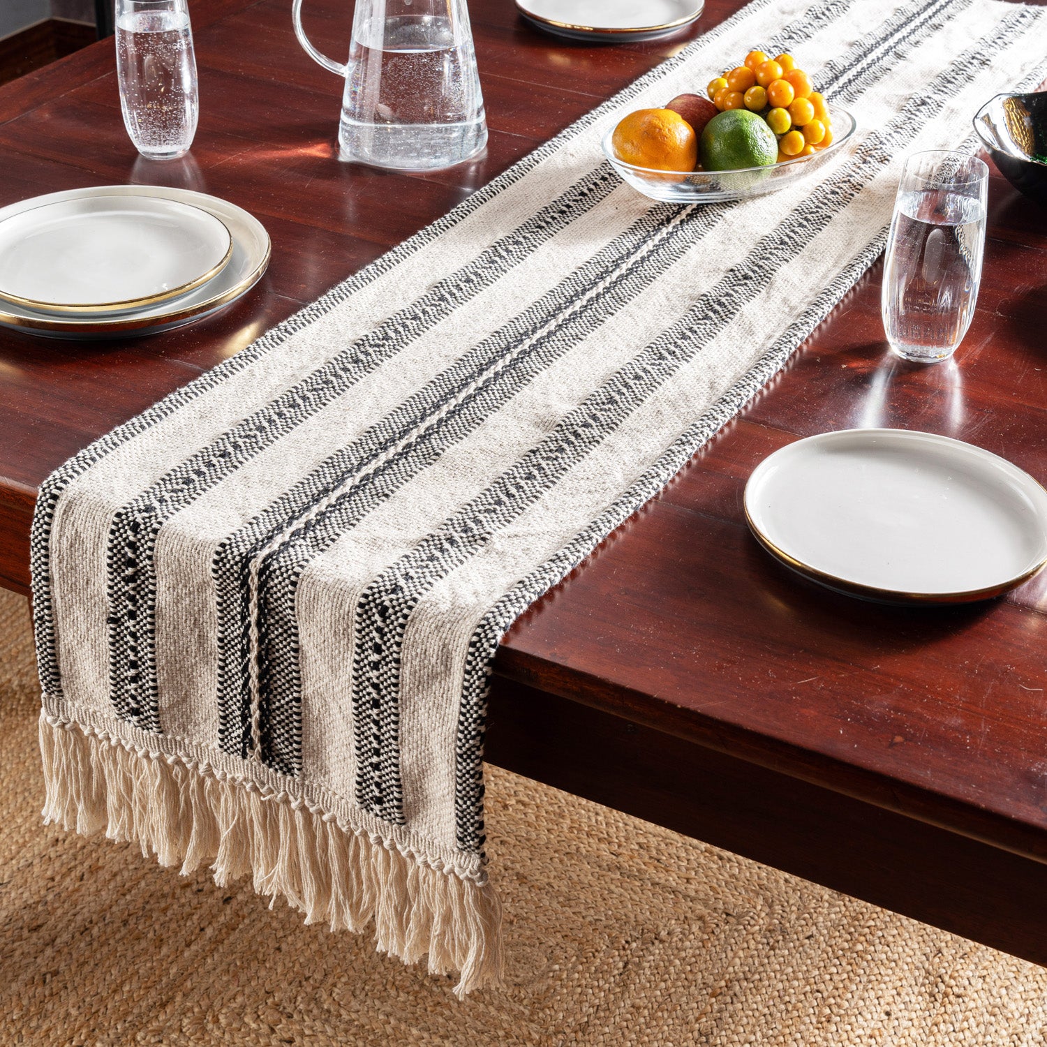 Natural Stripe Table Runner