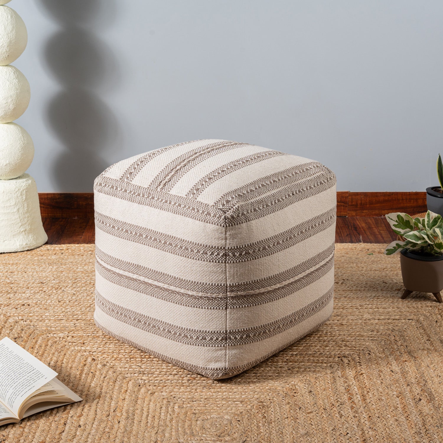 Earth Weave Woven Pouf