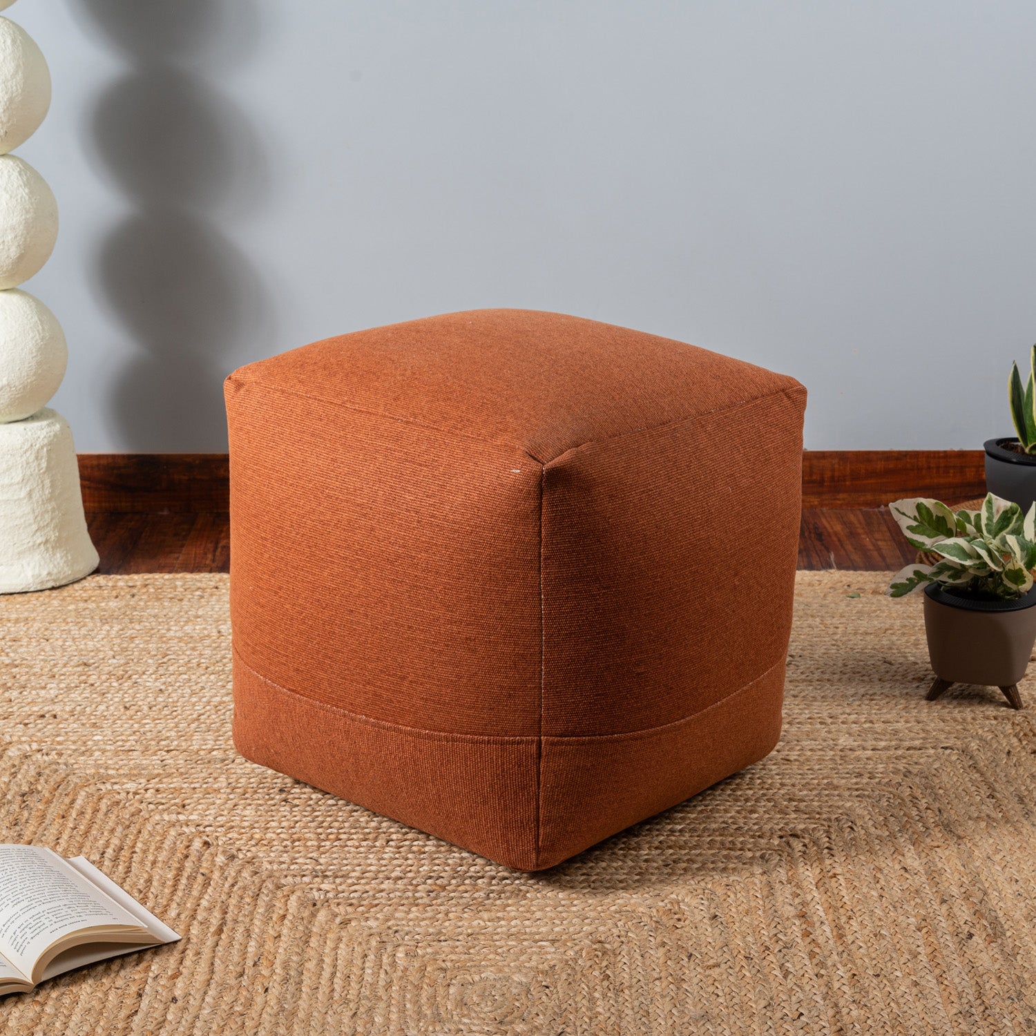 Terracotta Charm Printed Pouf