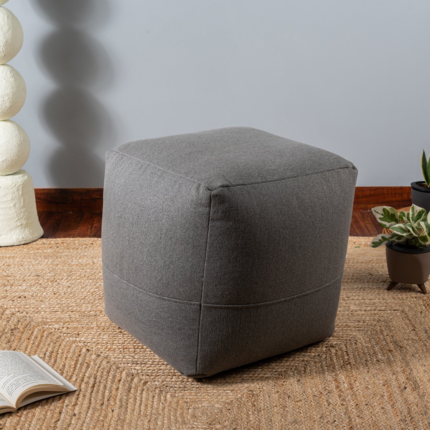 Serenity Haven Grey Pouf