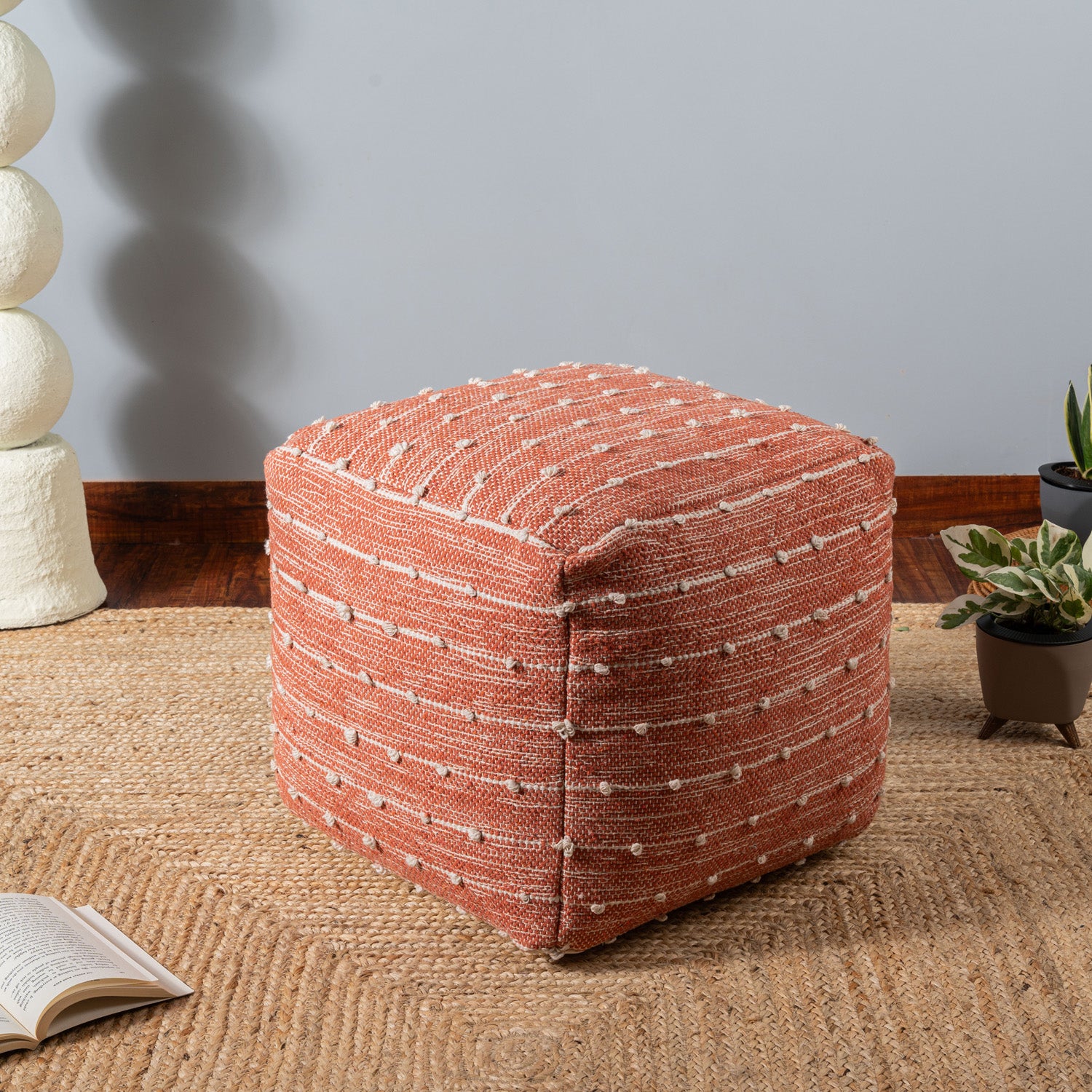 Terracotta Dreams Woven Pouf