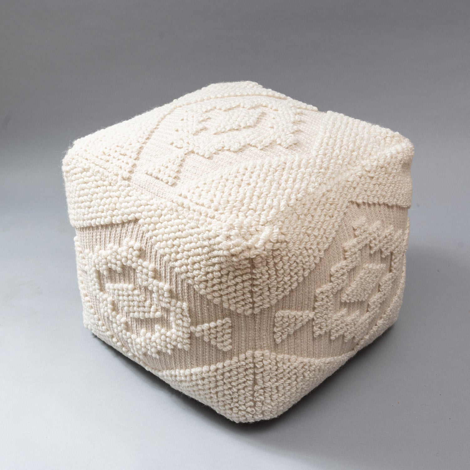 Classic Ivory Wool Pouf