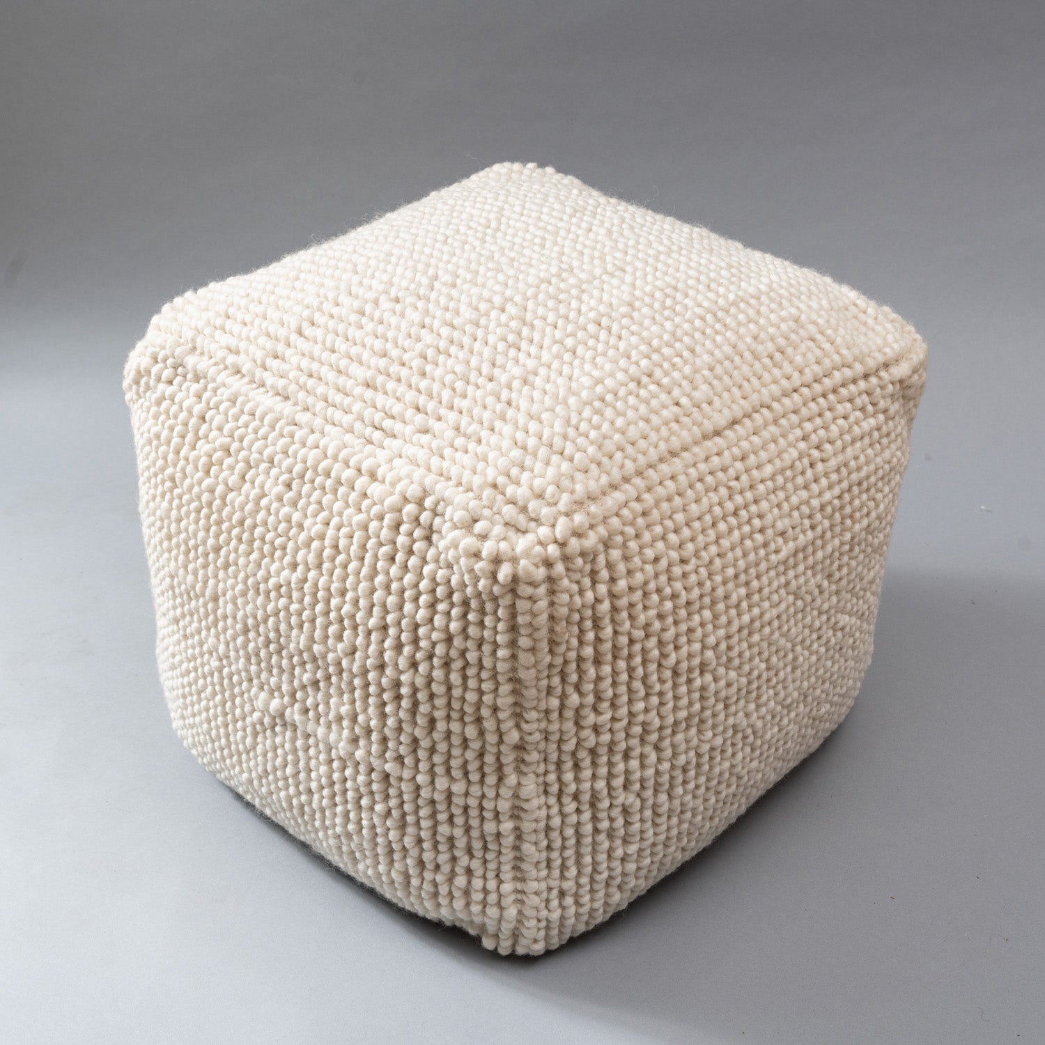 Ivory Chunky Wool Pouf