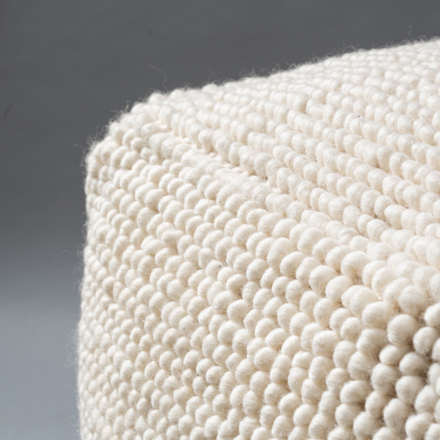 Ivory Chunky Wool Pouf