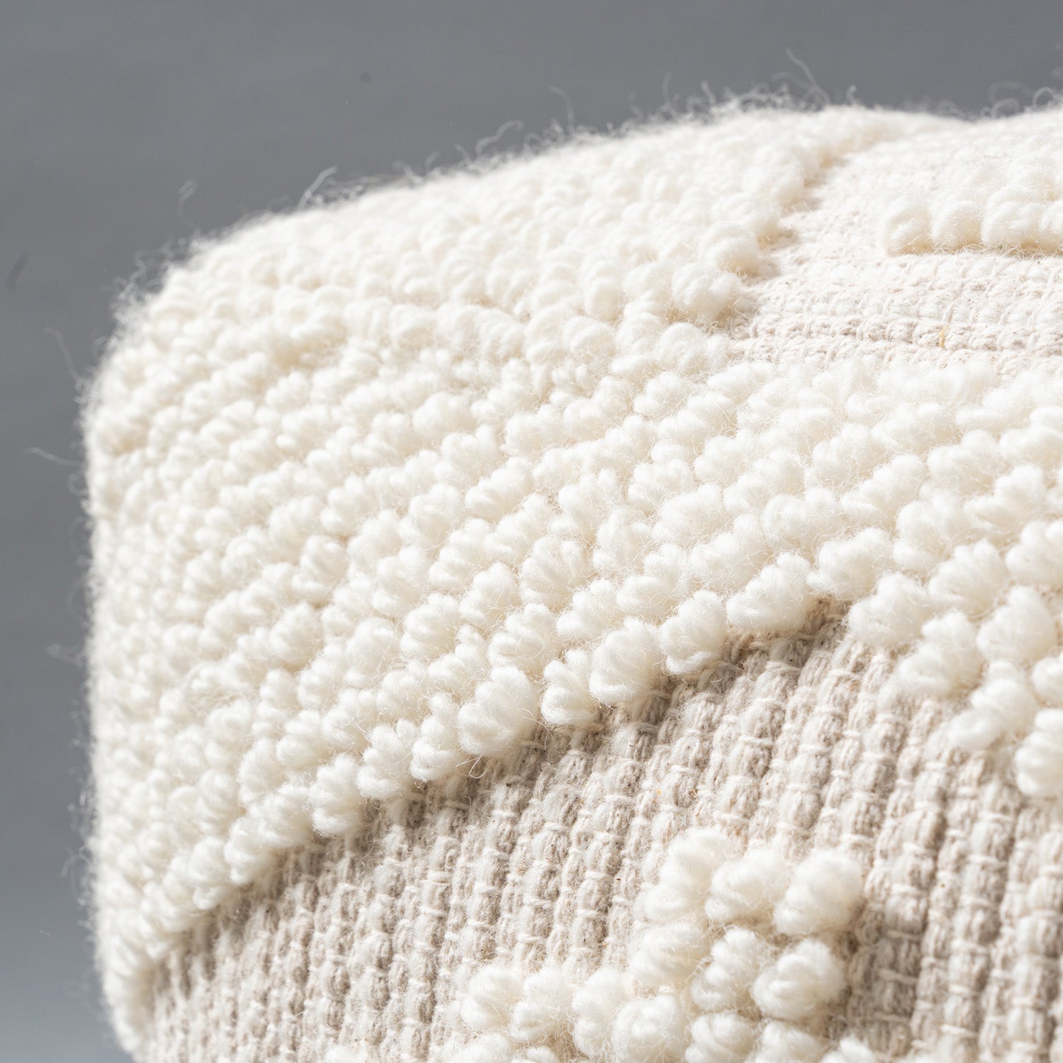 Classic Ivory Wool Pouf