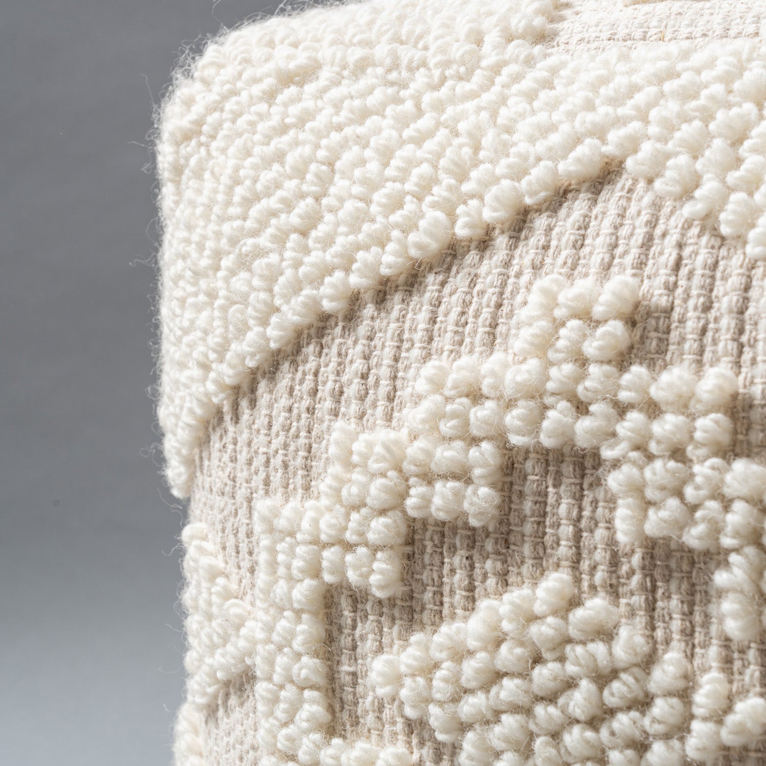 Classic Ivory Wool Pouf