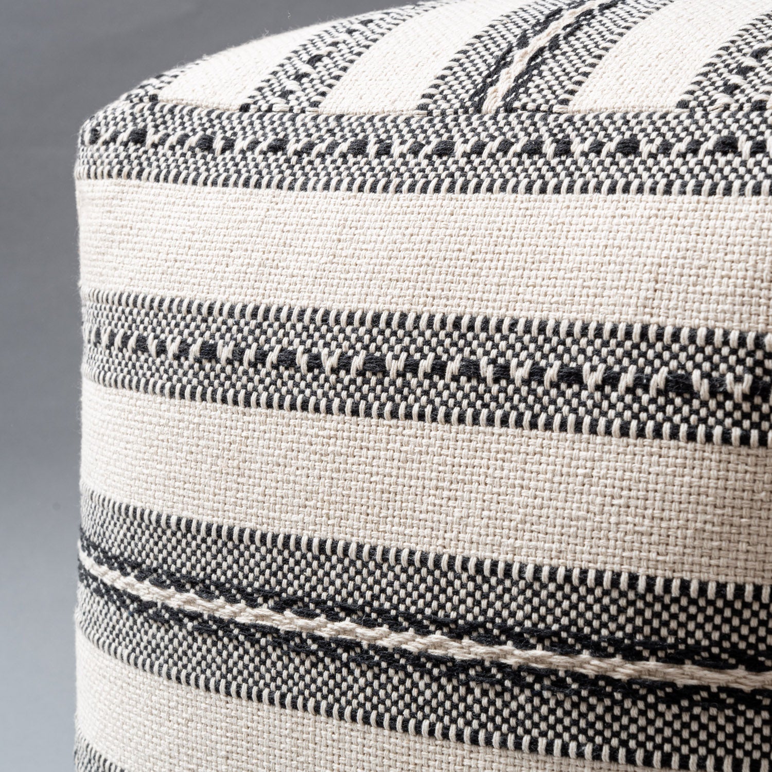 Natural Stripe Woven Pouf