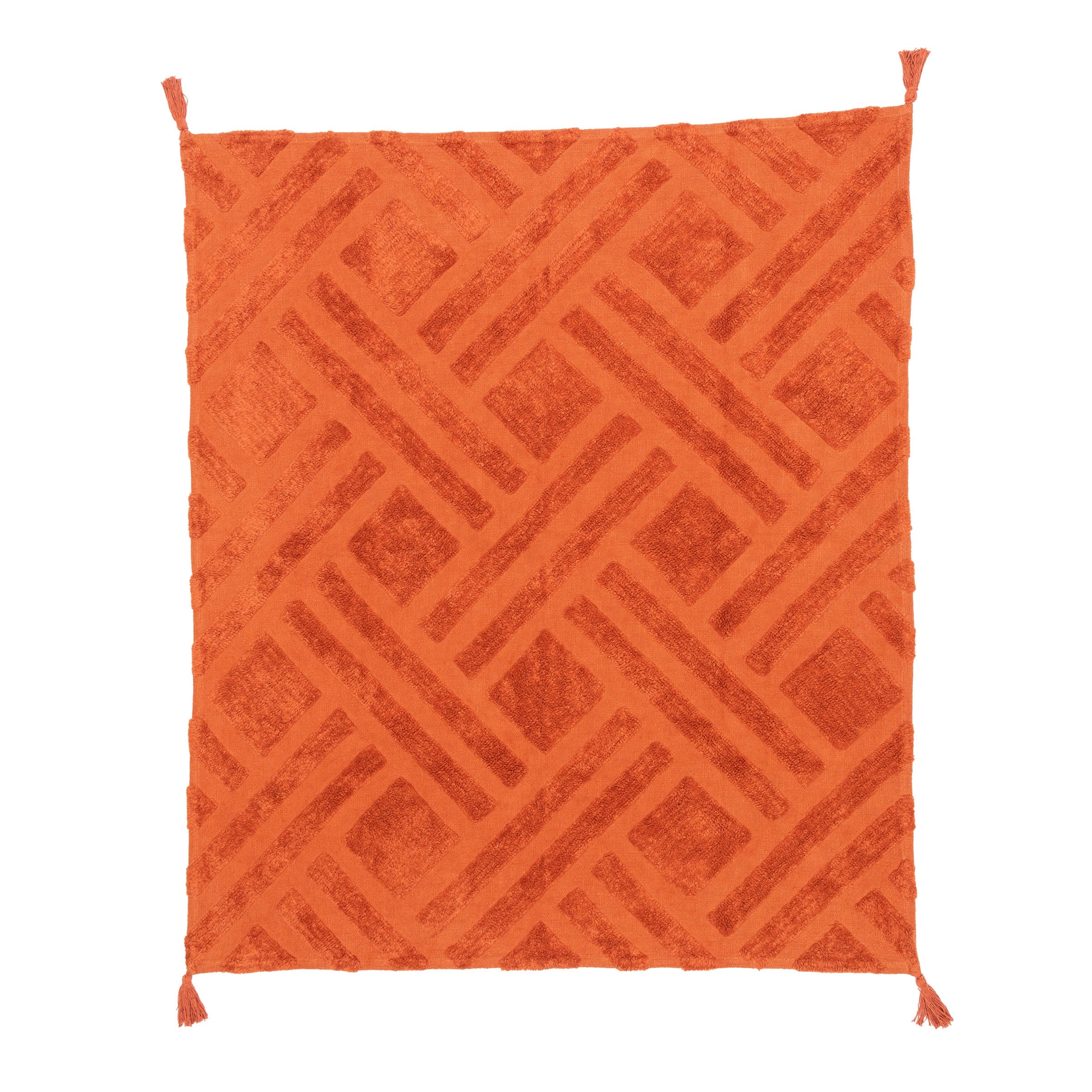 Terracotta Tufted Throw Blanket