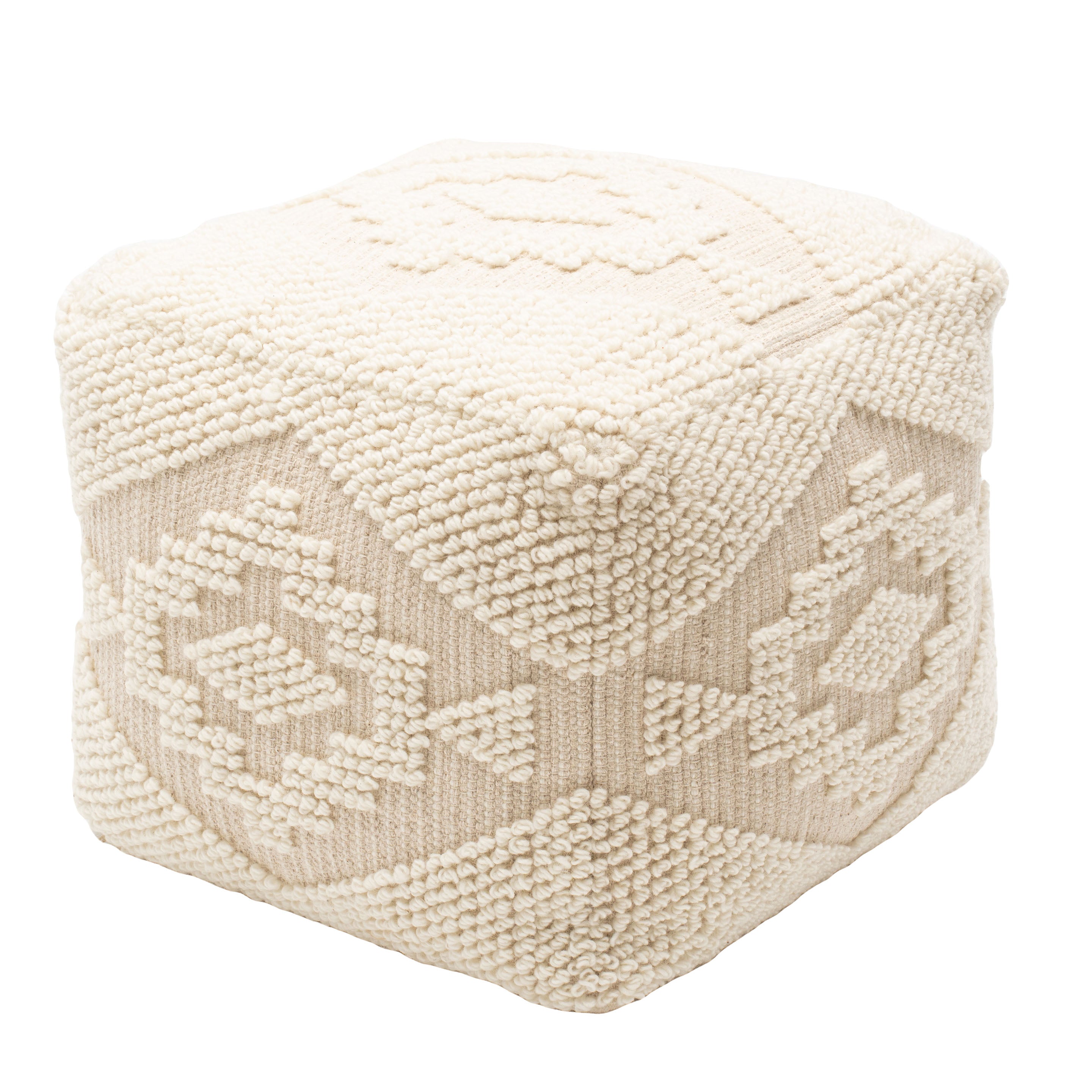 Classic Ivory Wool Pouf