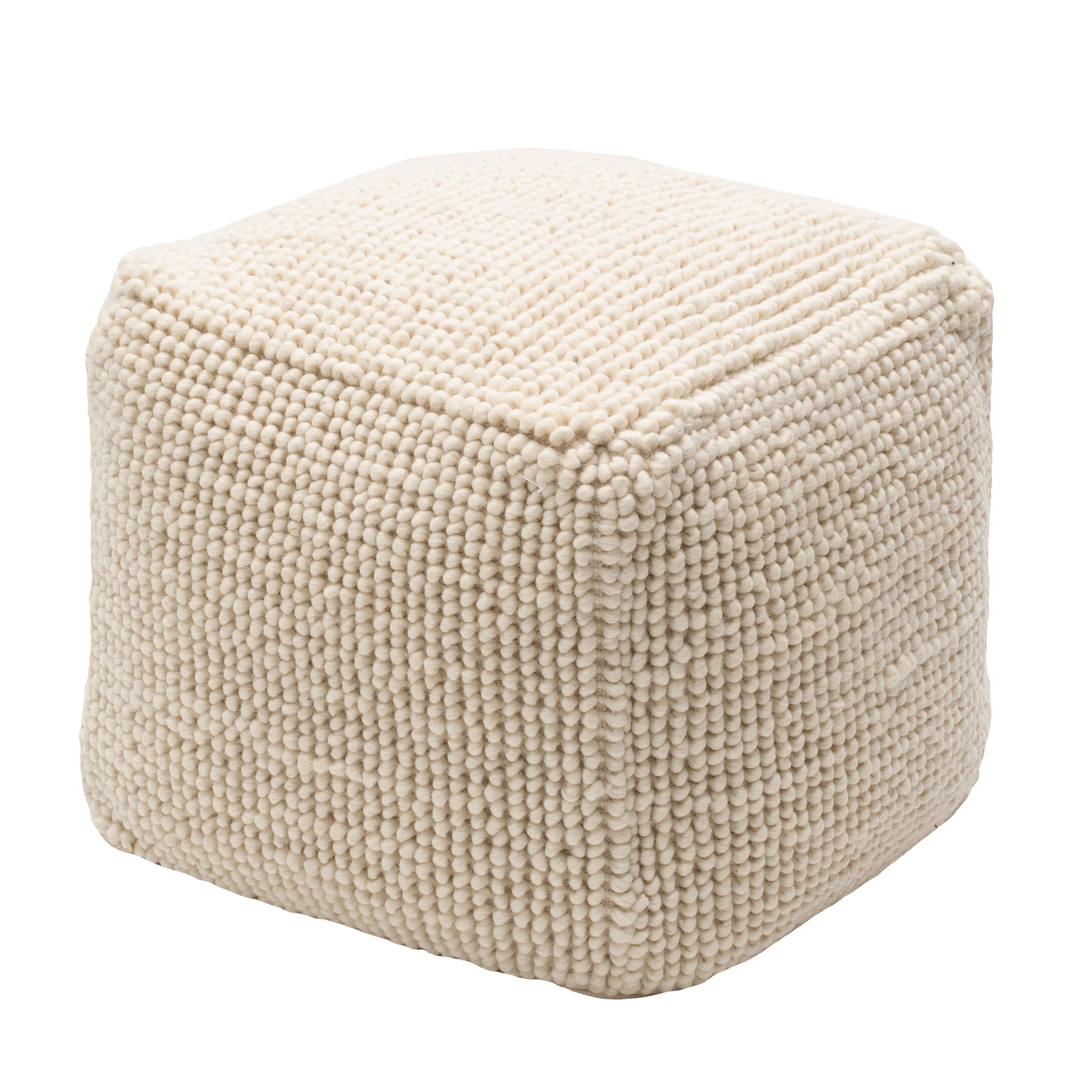 Ivory Chunky Wool Pouf