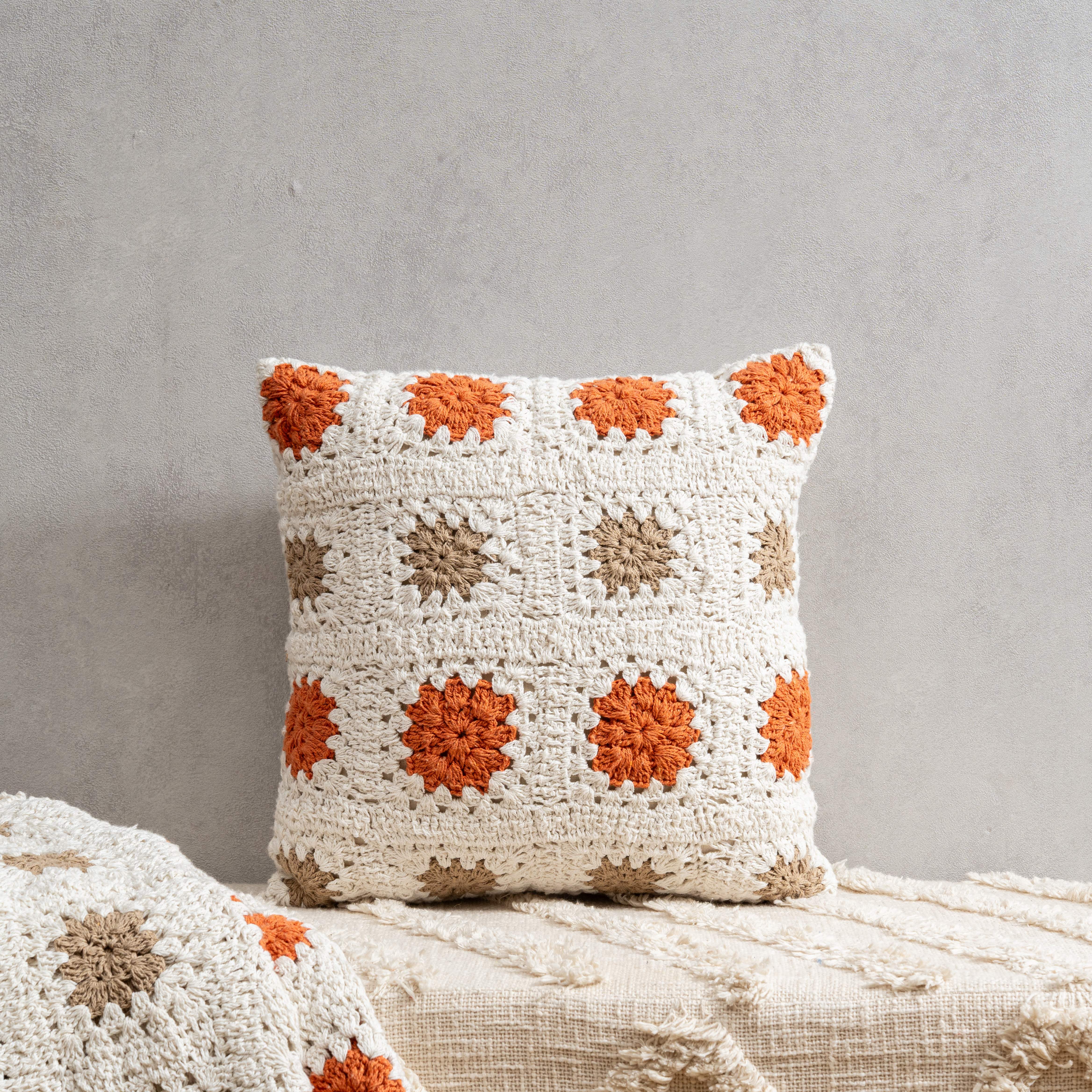 Earthen Crochet Cushion Cover