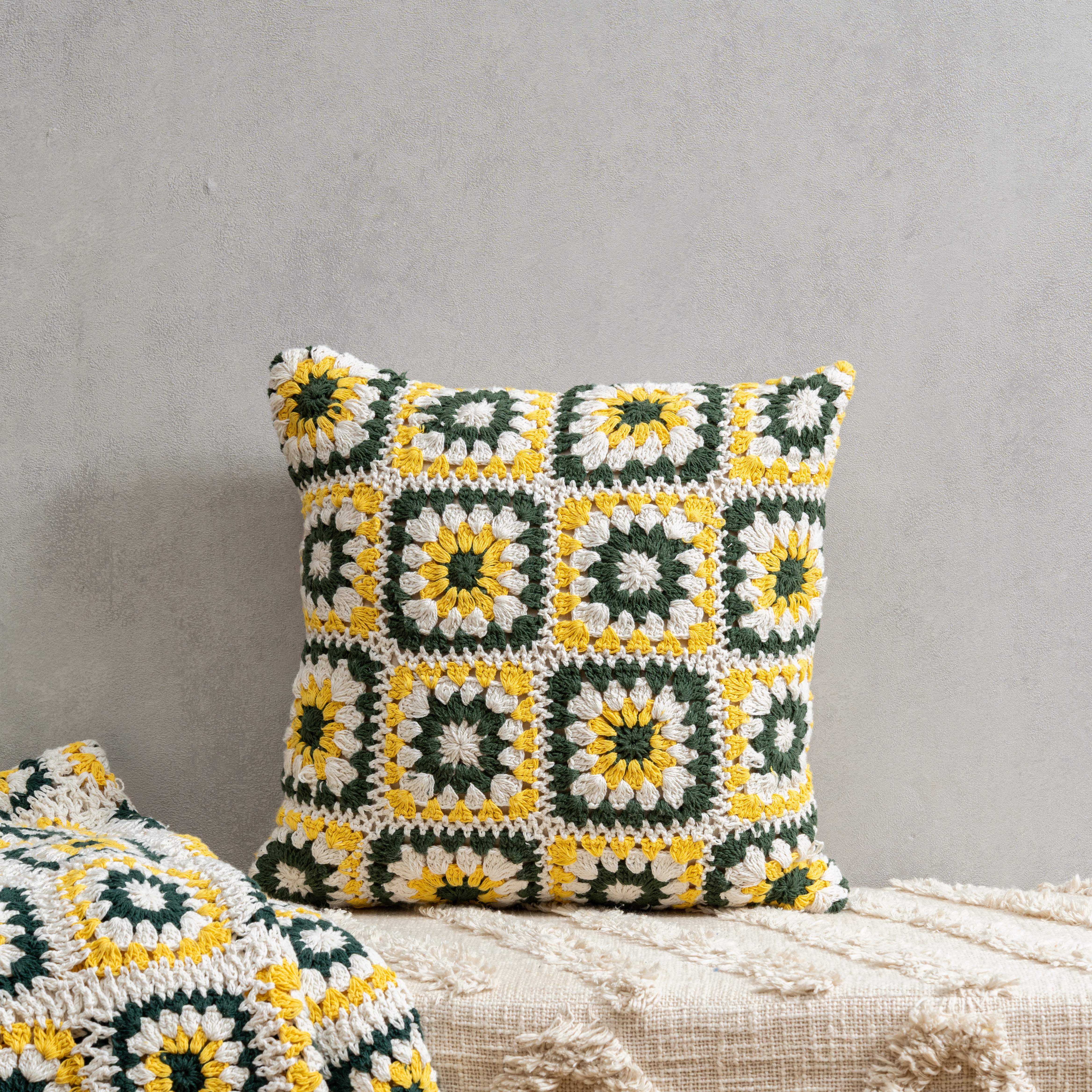 Sunflower Crochet Cushion Cover