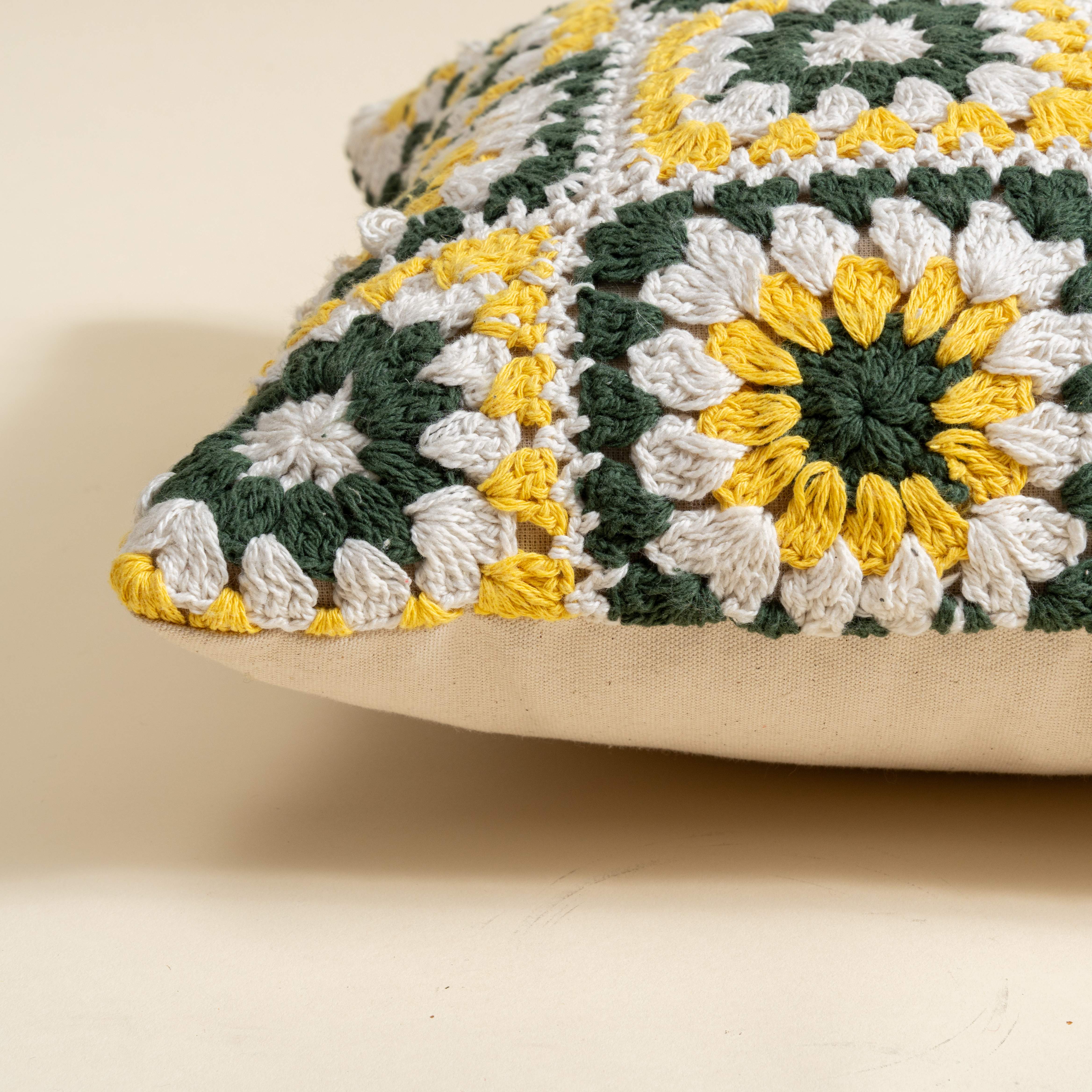 Sunflower Crochet Cushion Cover