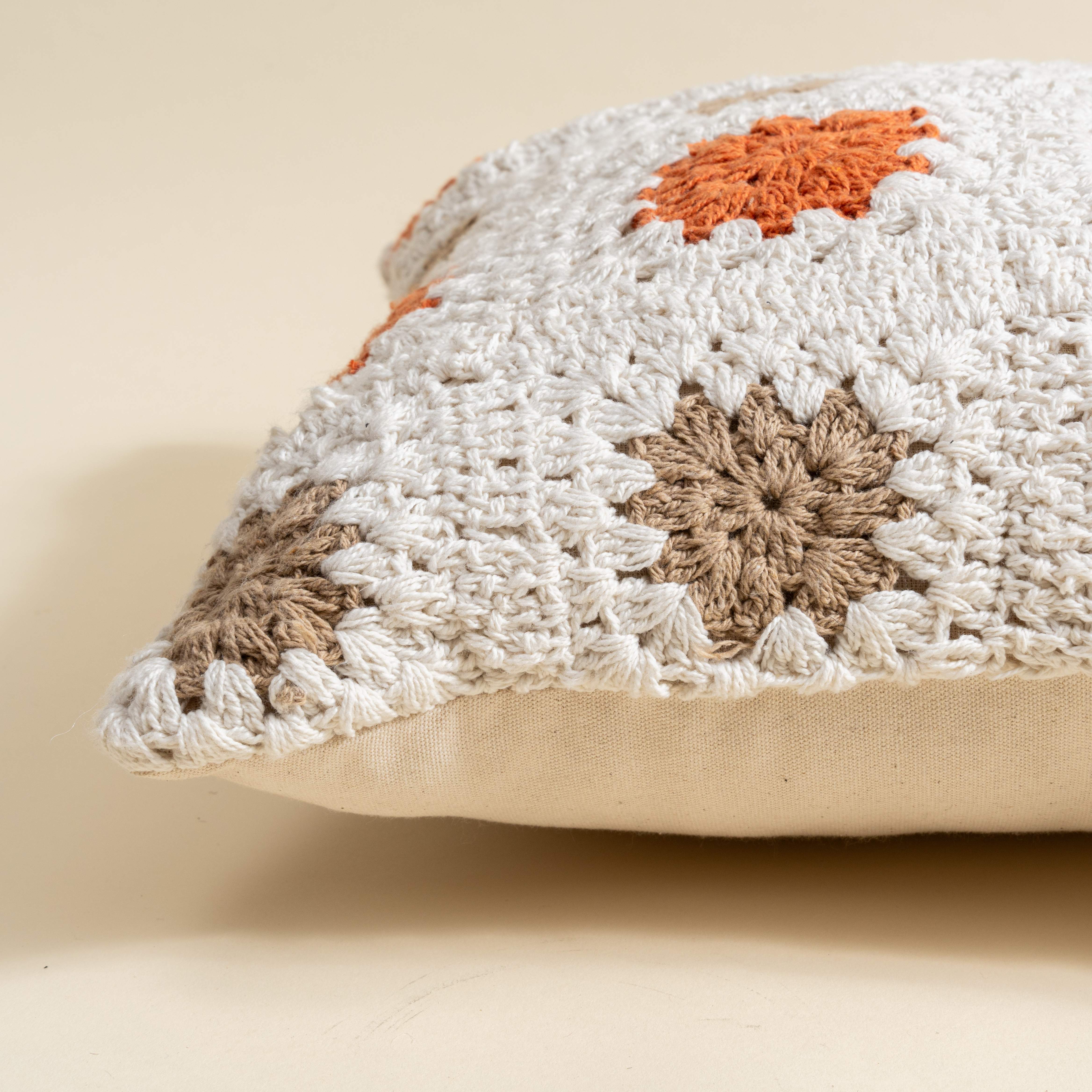 Earthen Crochet Cushion Cover