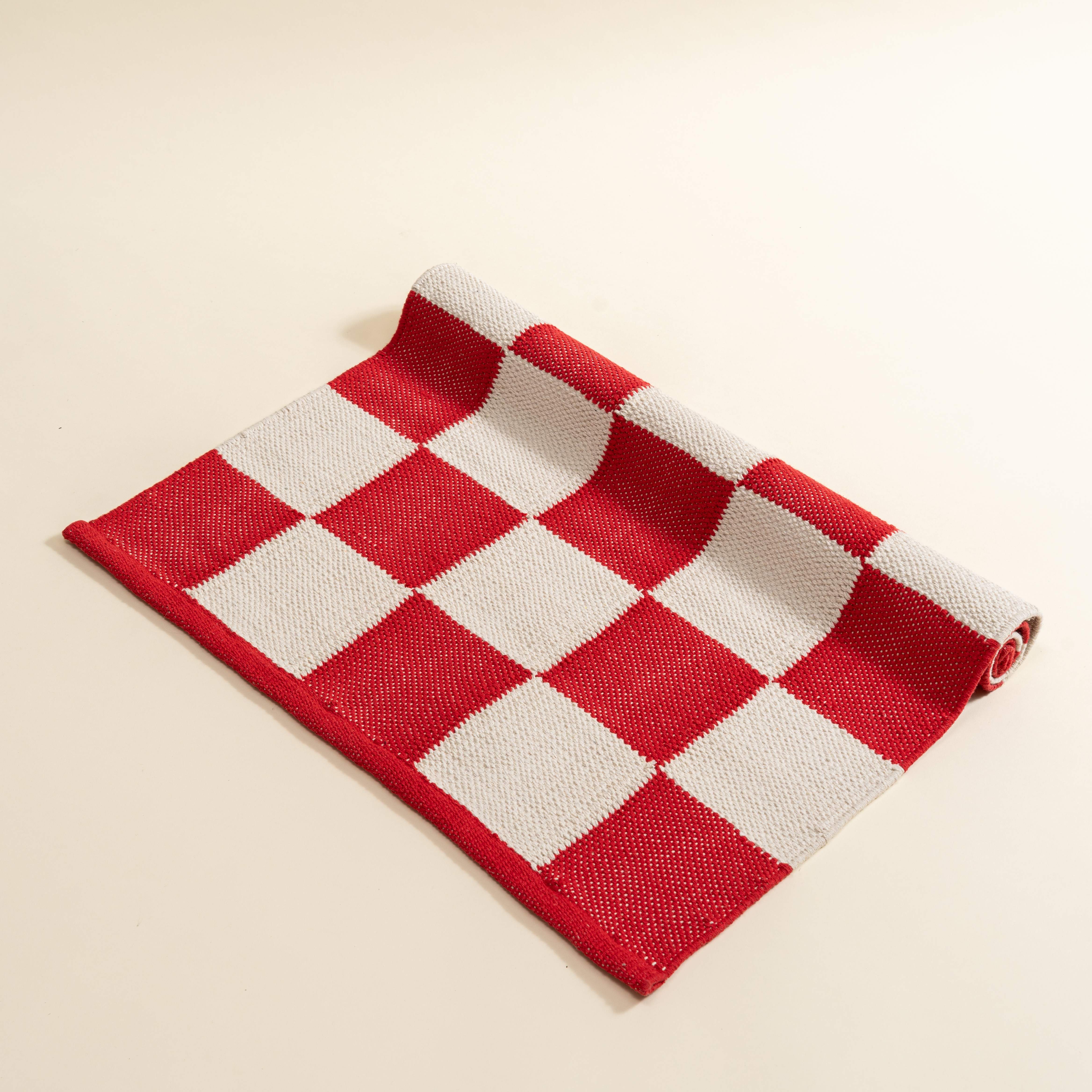 Ruby Red Checkered Rug