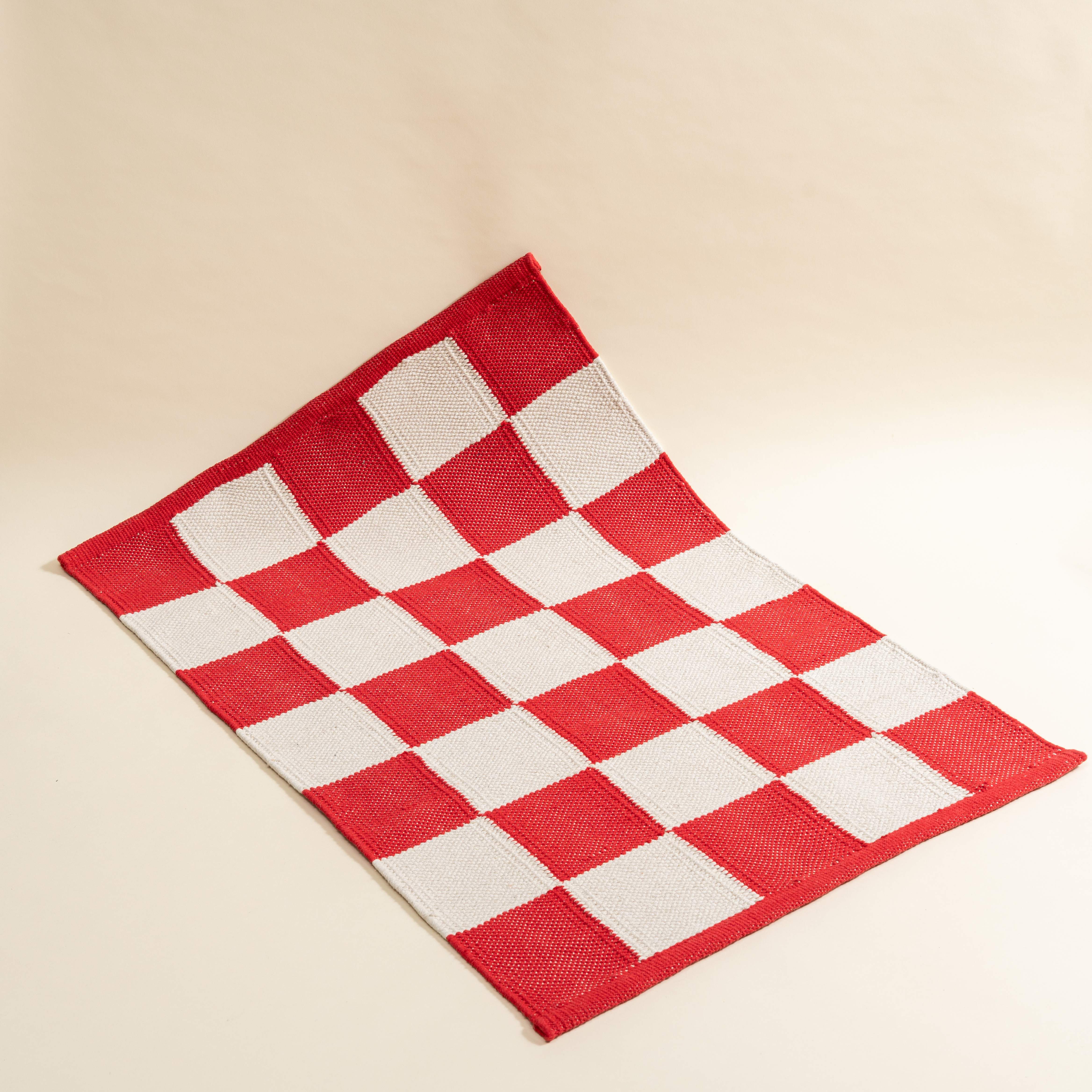 Ruby Red Checkered Rug