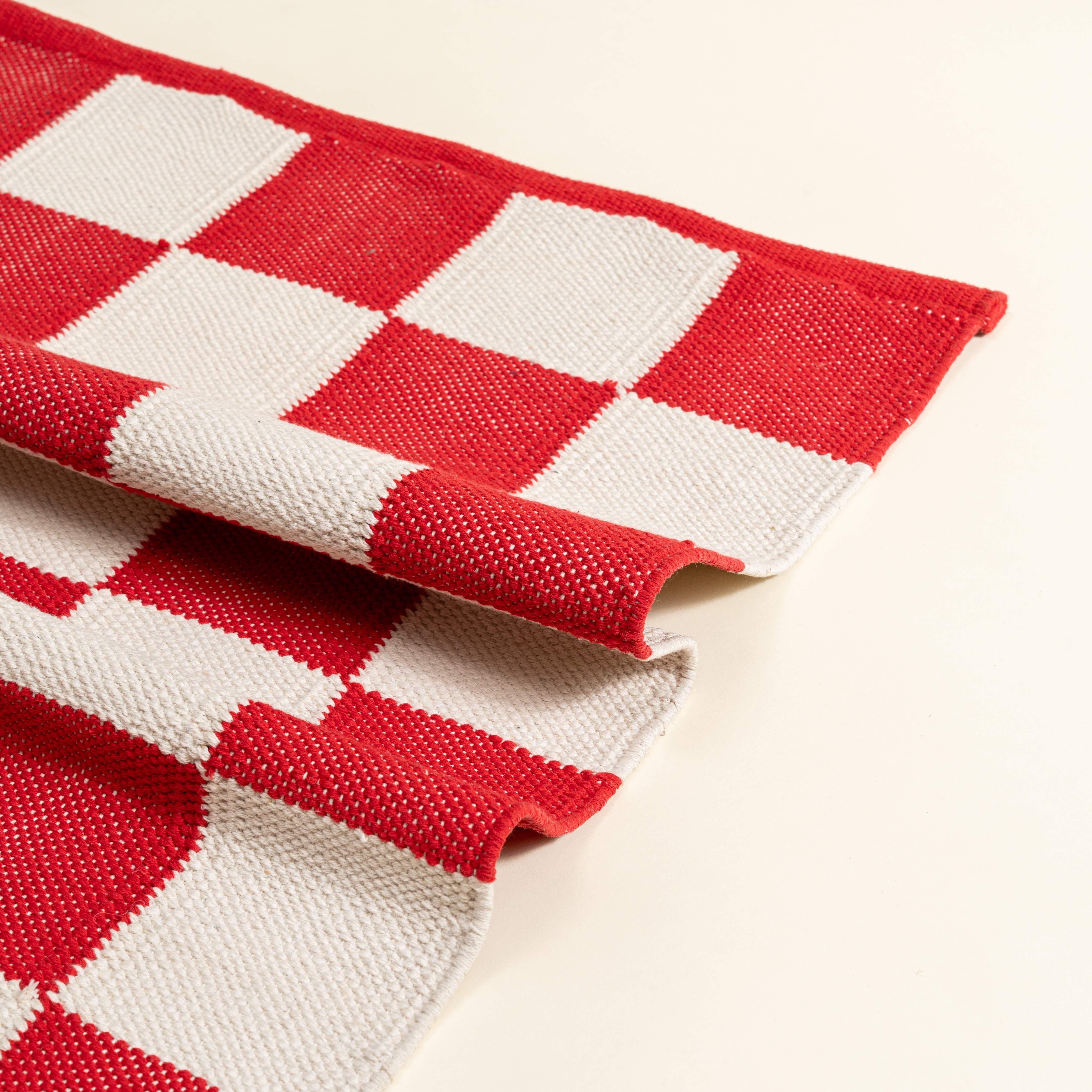 Ruby Red Checkered Rug