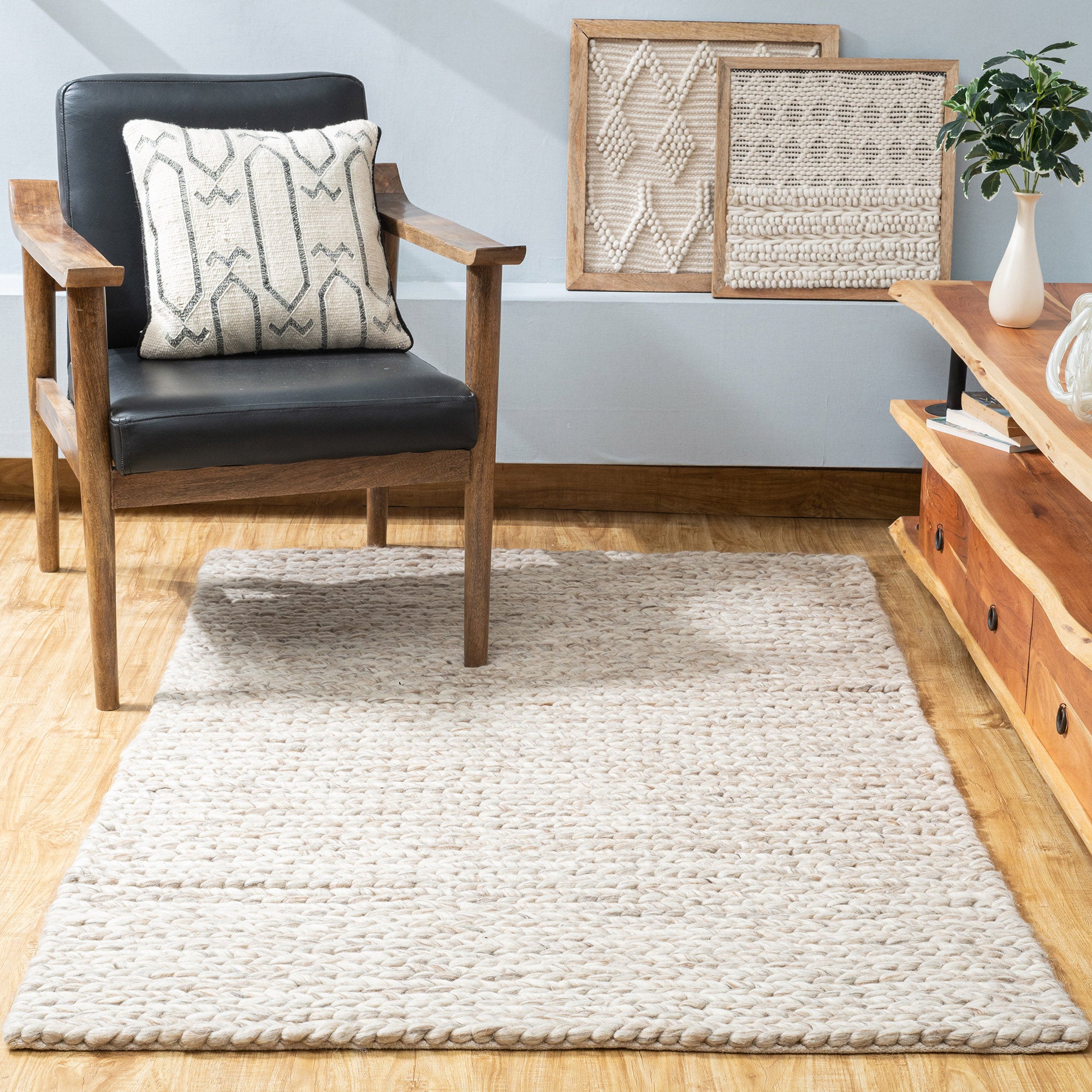 Textured Beige Chunky Rug