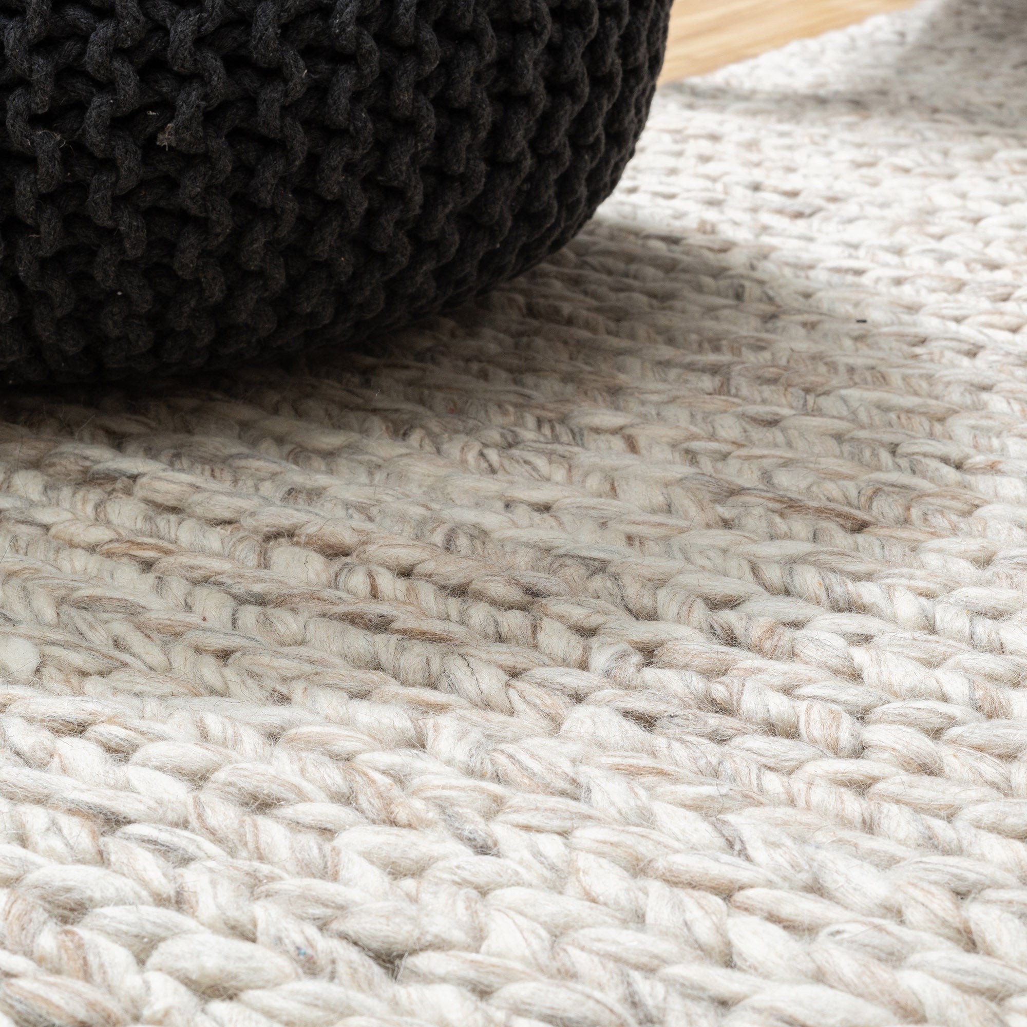 Textured Beige Chunky Rug