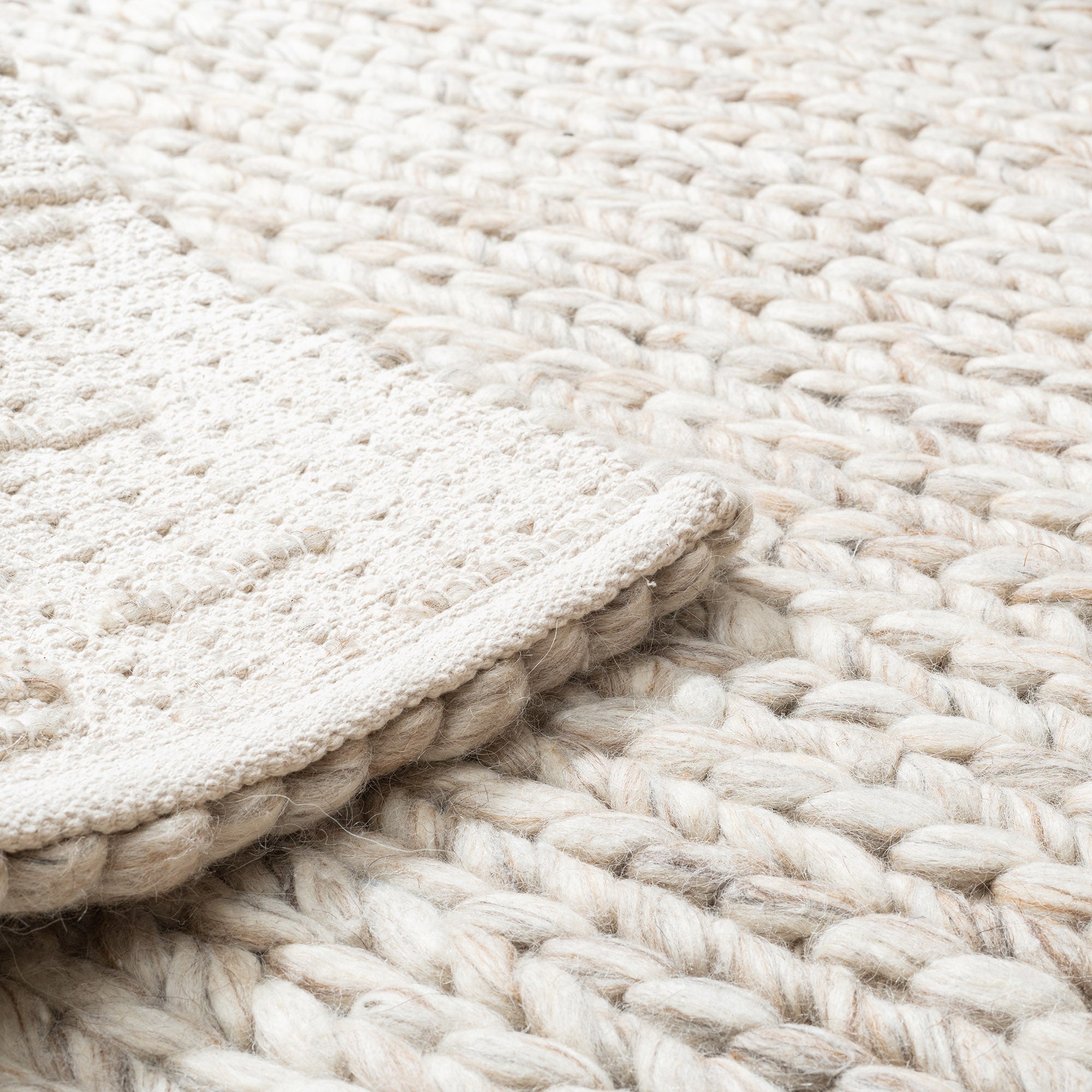 Textured Beige Chunky Rug