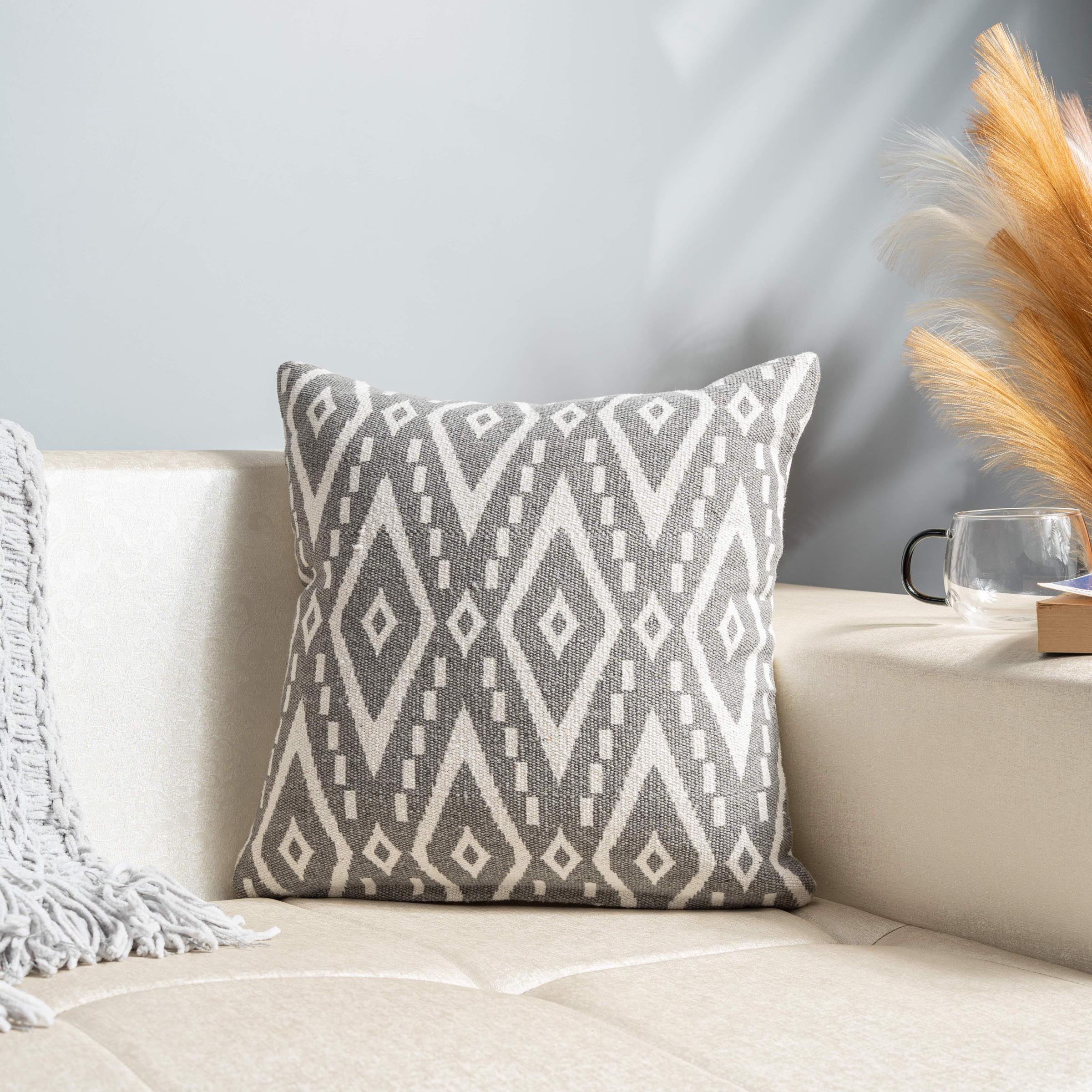 Grey 2025 ikat pillow